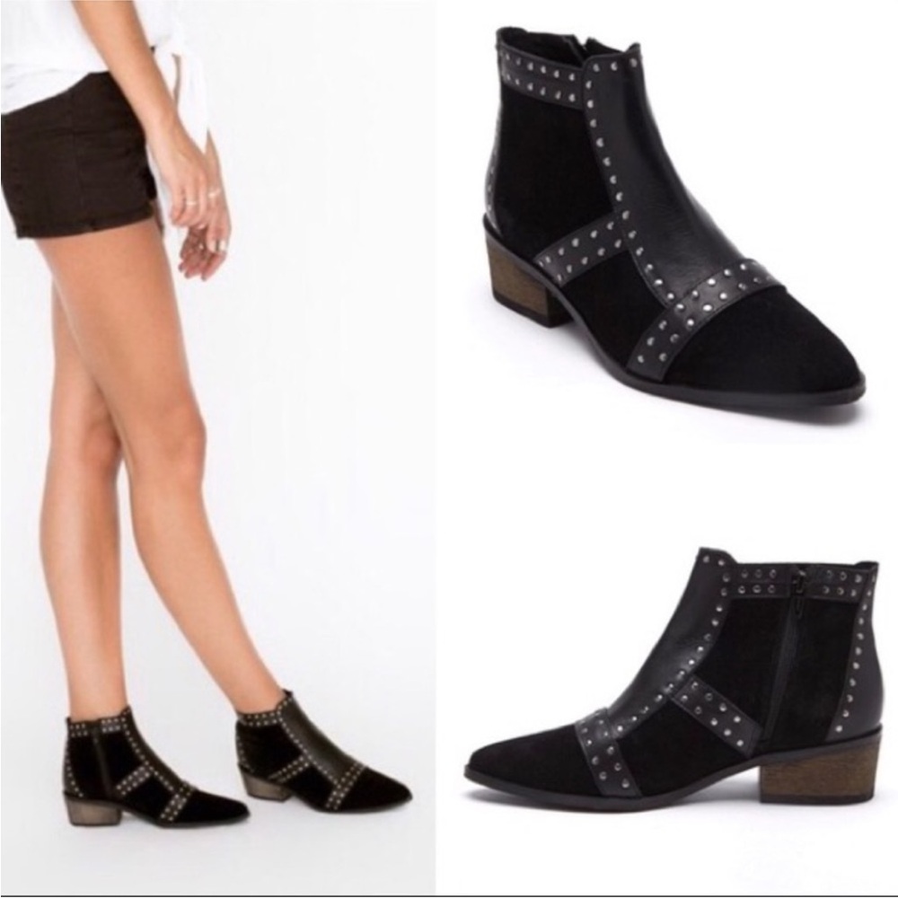 Free People Black Studded Ankle Boots